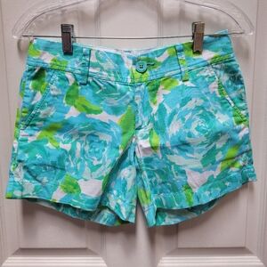 Lilly Pulitzer Callahan Tropical Floral Green and Blue Women's Shorts Size 00